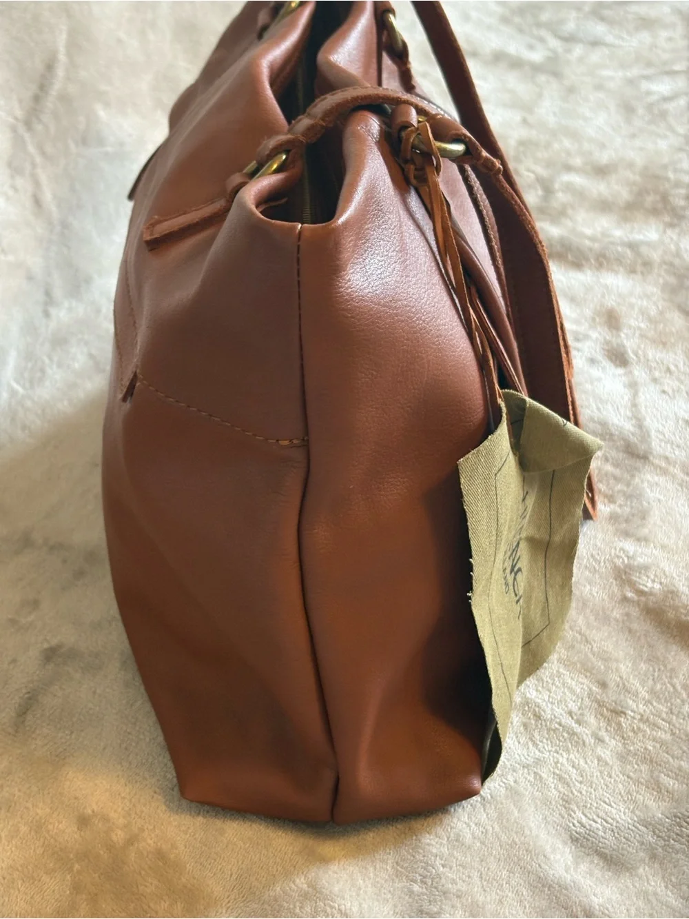 Valenca Italian Leather Tote in Cognac